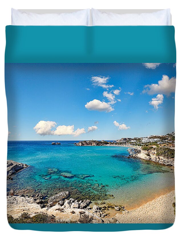 Mikri Duvet Cover featuring the photograph Mikri Amoopi in Karpathos - Greece by Constantinos Iliopoulos
