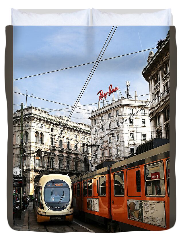 Milan Duvet Cover featuring the photograph Milan Trolley 4 by Andrew Fare