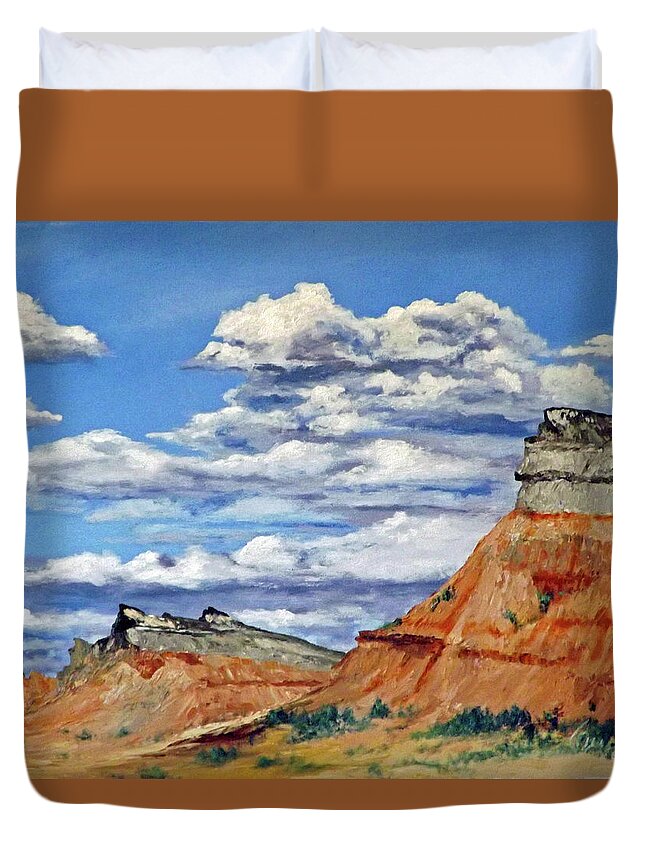 Landscape Duvet Cover featuring the painting Mile Marker 34 / 1 of 6 by Carl Owen