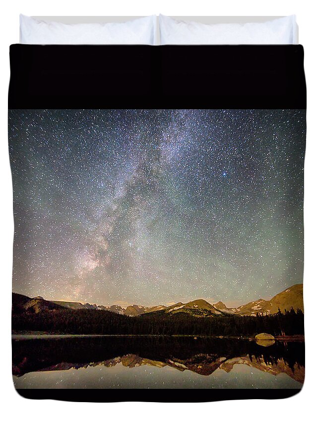 Milky Way Duvet Cover featuring the photograph Milky Way Over The Colorado Indian Peaks by James BO Insogna