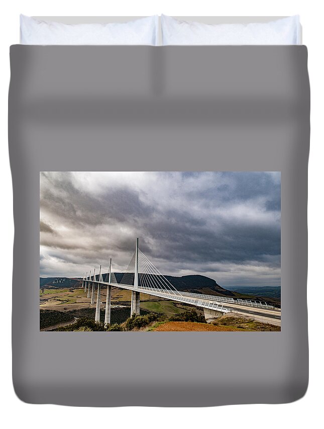 Europe Duvet Cover featuring the photograph Millau viaduct by Neil Alexander Photography