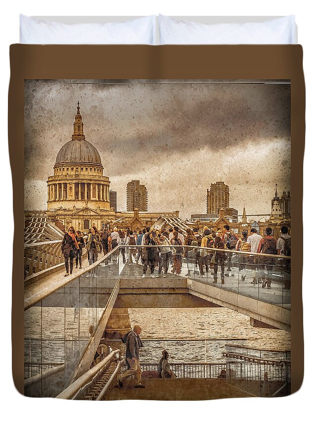 England Duvet Cover featuring the photograph London, England - Millennium Bridge II by Mark Forte