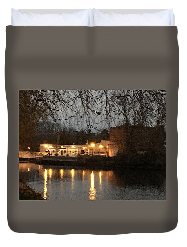 Milton Duvet Cover featuring the photograph Milton on the Water by Leslie Byrne