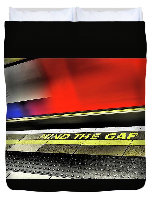 Mind The Gap Duvet Cover featuring the photograph Mind the Gap by Rona Black