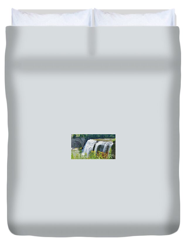 Falls Duvet Cover featuring the photograph Mini Falls by Raymond Earley