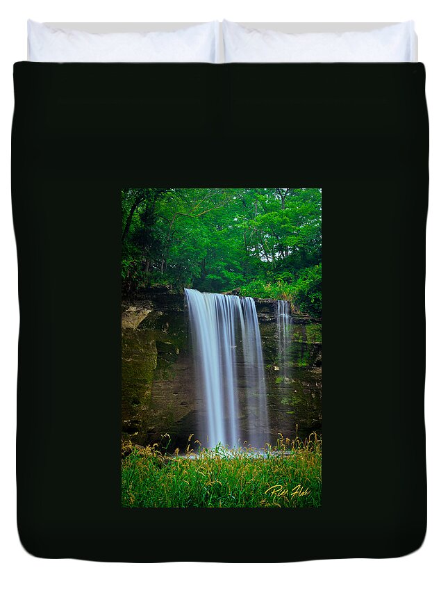 Flowing Duvet Cover featuring the photograph Minneopa Falls by Rikk Flohr
