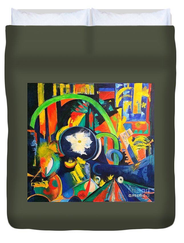Colorful Abstract Duvet Cover featuring the painting Miracle by Dagmar Helbig