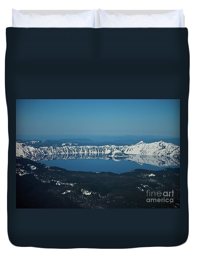Crater Lake Duvet Cover featuring the photograph Mirror Mirror by Merrill Beck
