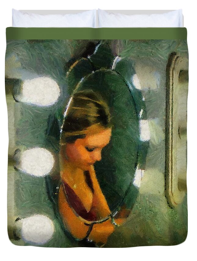 Bridesmaid Duvet Cover featuring the painting Mirror Mirror on the Wall by Jeffrey Kolker