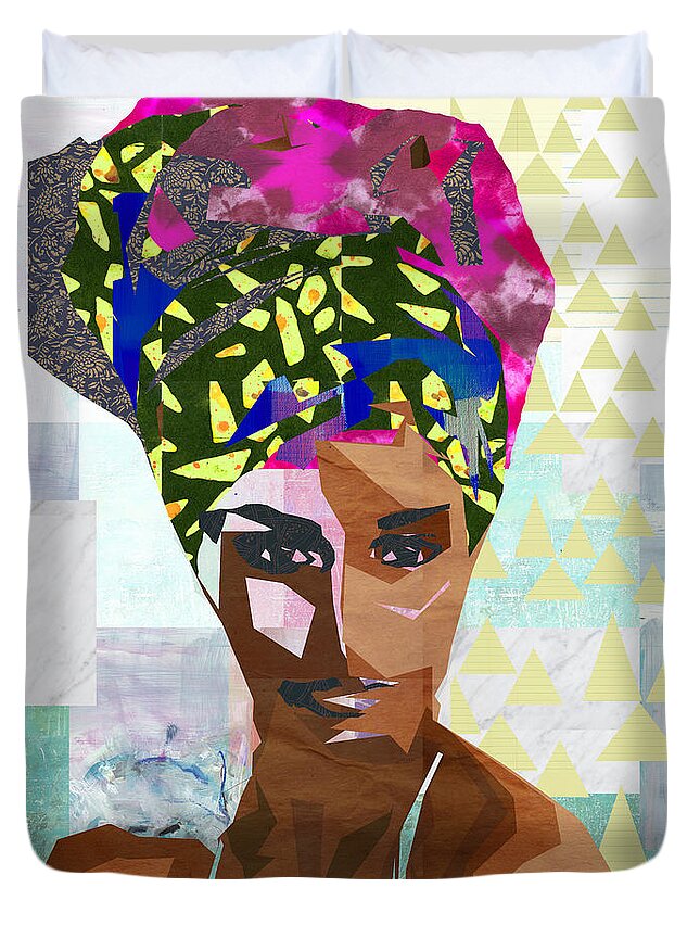 Collage Duvet Cover featuring the mixed media Confidence by Claudia Schoen