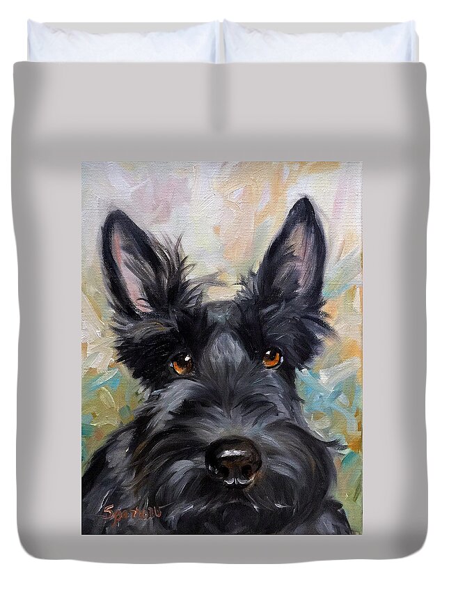Scottie Duvet Cover featuring the painting Missing You by Mary Sparrow