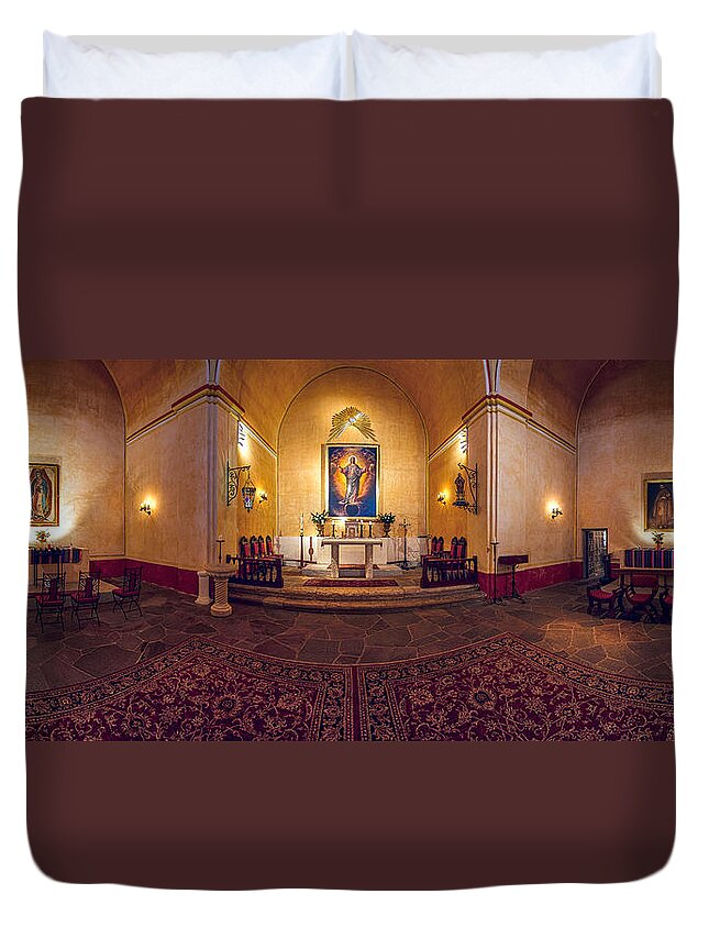 San Antonio Duvet Cover featuring the photograph Mission Concepcion Pano by Tim Stanley