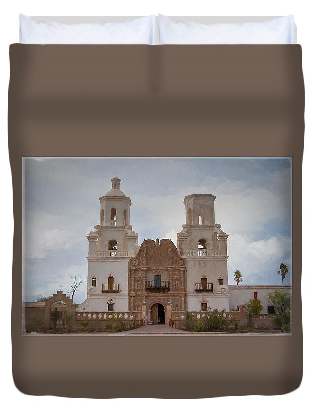 America Duvet Cover featuring the photograph Mission San Xavier del Bac by Teresa Wilson