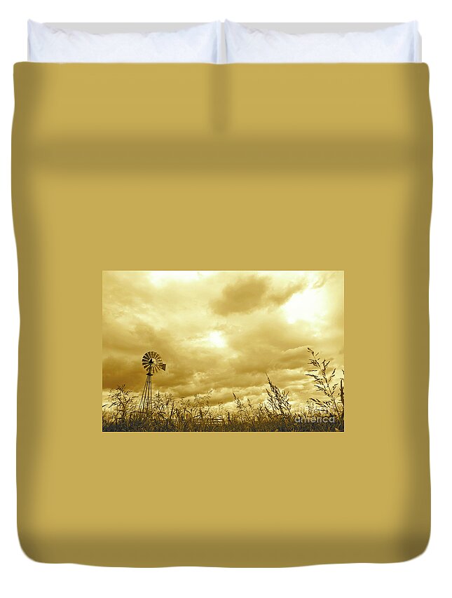 Mississippi Duvet Cover featuring the photograph Mississippi Windmill by Becqi Sherman
