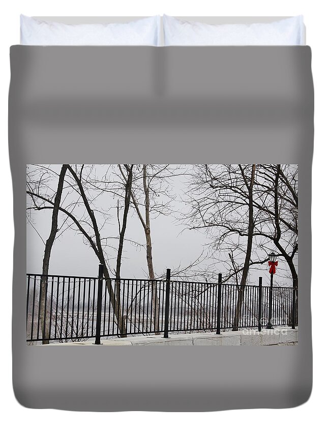 Glasgow Duvet Cover featuring the photograph Missouri River Fence by Kathryn Cornett
