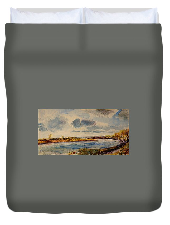 River Duvet Cover featuring the painting Collusion by Helen Campbell