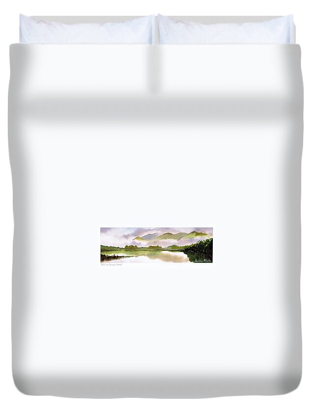 Mist Duvet Cover featuring the painting Mist on Derwent Water by Paul Dene Marlor