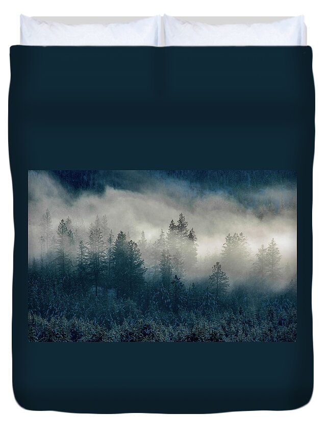 Mist Duvet Cover featuring the photograph Mist on Warm Lake Road by Link Jackson