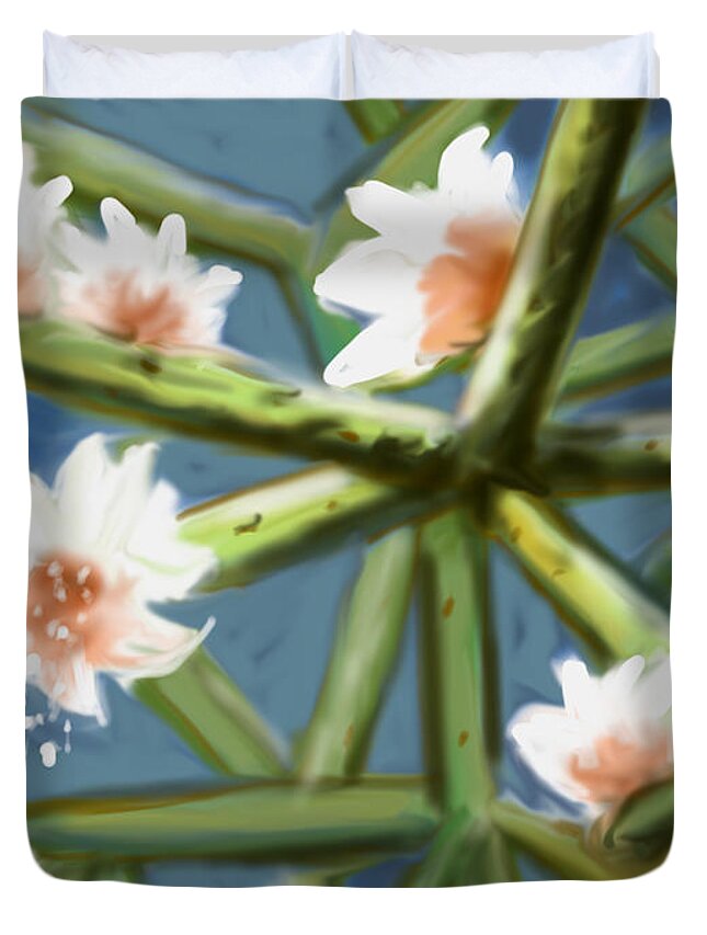Cactus Duvet Cover featuring the painting Mistletoe Cactus by Jean Pacheco Ravinski