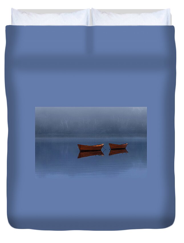 Boats Duvet Cover featuring the photograph Mists of Time by Rob Davies