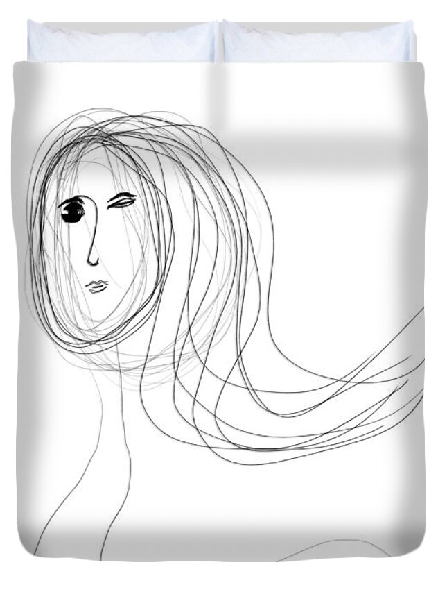 Apple Pencil Drawing Duvet Cover featuring the drawing Misty by Bill Owen