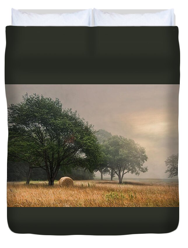 Fog Duvet Cover featuring the photograph Misty Fields by Robin-Lee Vieira