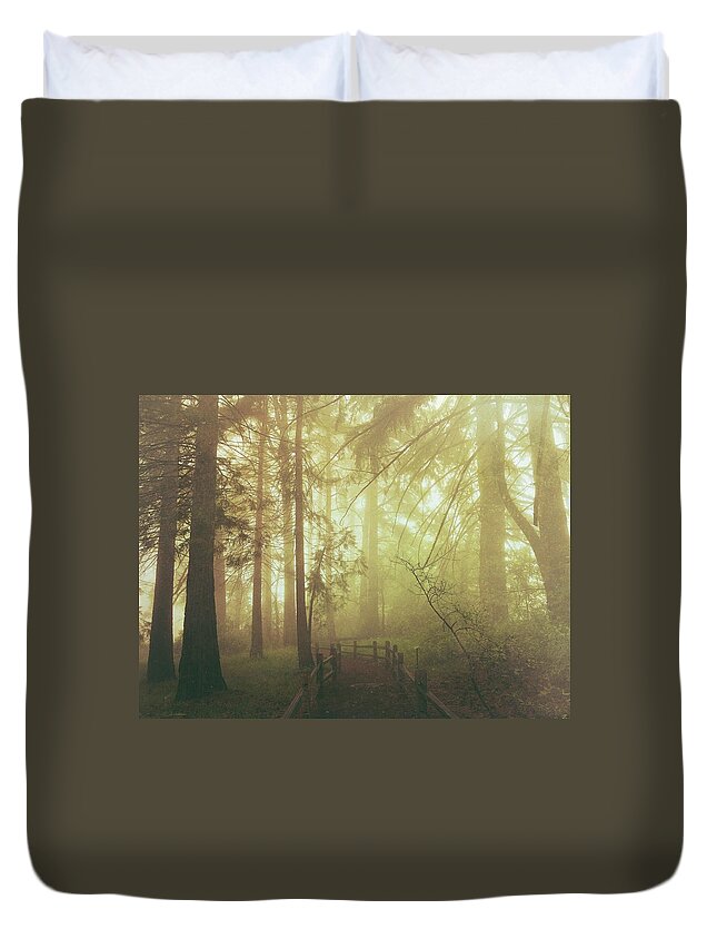 Poppy Duvet Cover featuring the digital art Misty Forest Trail by Kevyn Bashore