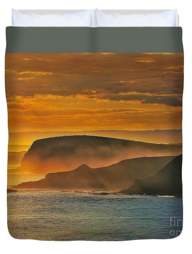 Misty Island Sunset Duvet Cover featuring the photograph Misty Island Sunset by Blair Stuart