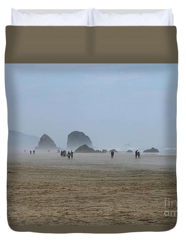 Oregon Duvet Cover featuring the photograph Misty Morning At Cannon Beach by Christiane Schulze Art And Photography