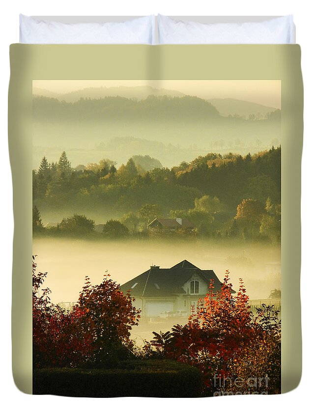 Misty Morning Duvet Cover featuring the photograph Misty Morning			 by Mariola Bitner