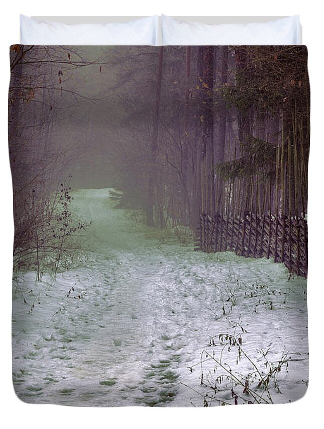 Mist Duvet Cover featuring the photograph Misty Path #e5 by Leif Sohlman