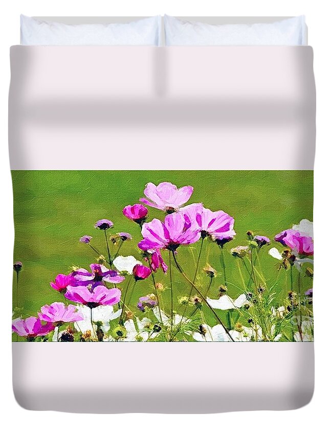 Flowers Duvet Cover featuring the painting Misty's Flowers by Tammy Lee Bradley