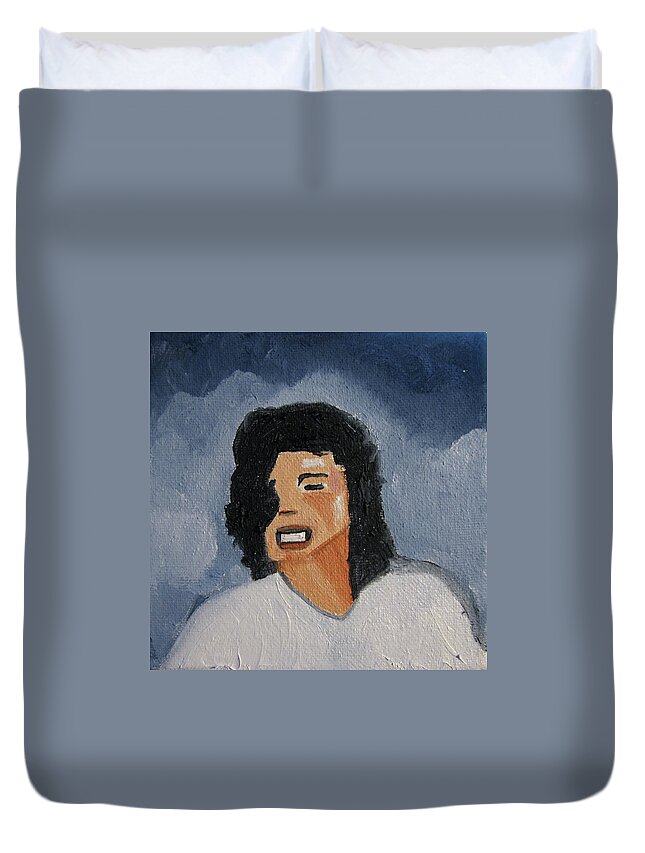 Michael Jackson Duvet Cover featuring the painting MJ one of five number two by Patricia Arroyo