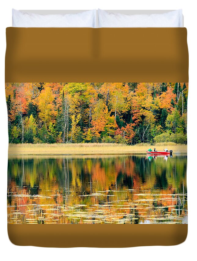 Minnesota Duvet Cover featuring the photograph MN Fall Fishing by Lori Dobbs