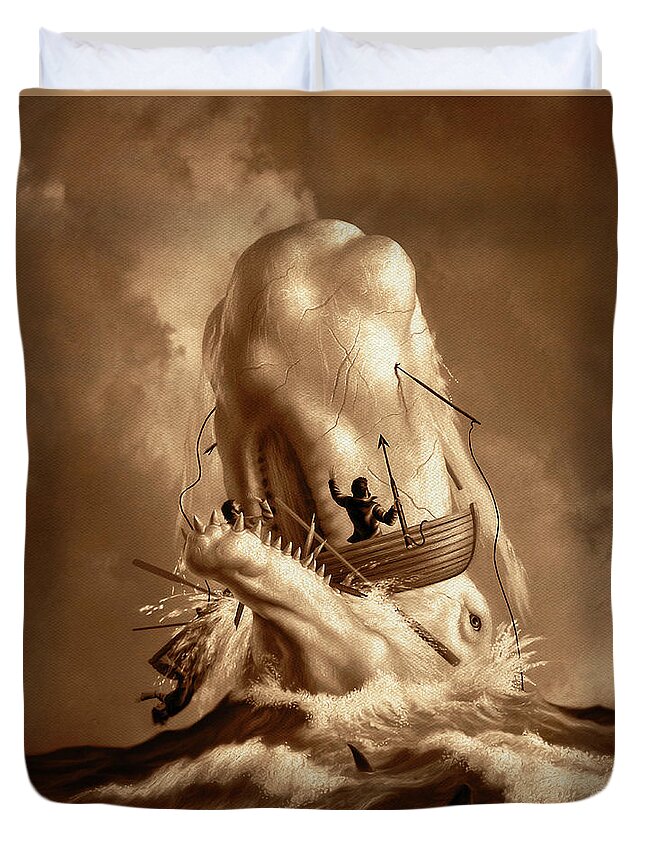 Moby Dick Duvet Cover featuring the digital art Moby Dick 2 by Jerry LoFaro