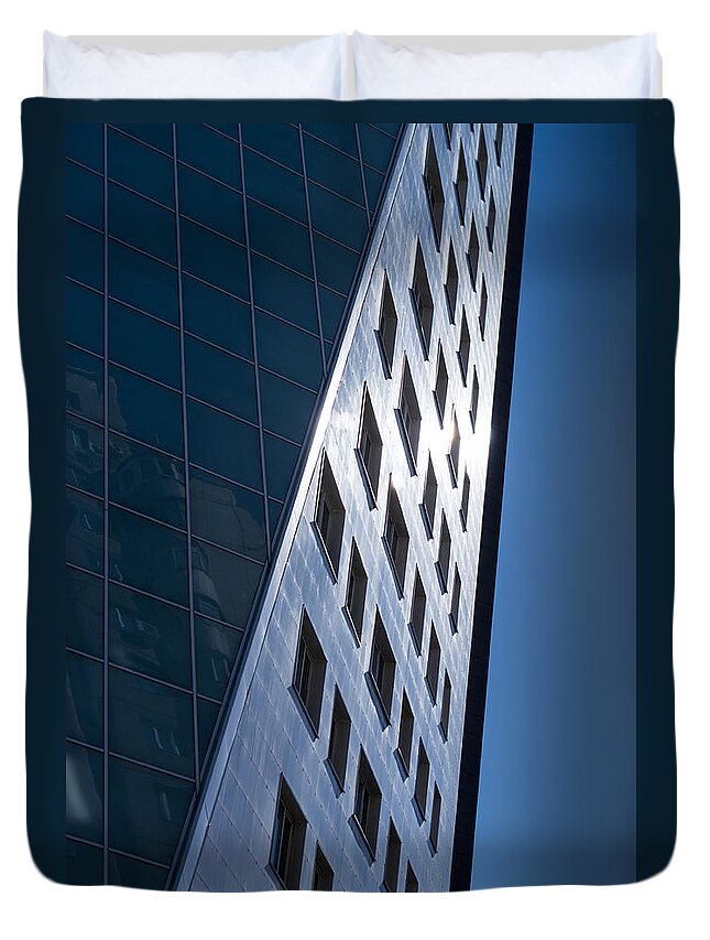 Architecture Abstract Duvet Cover featuring the photograph Blue Modern Apartment Building by John Williams