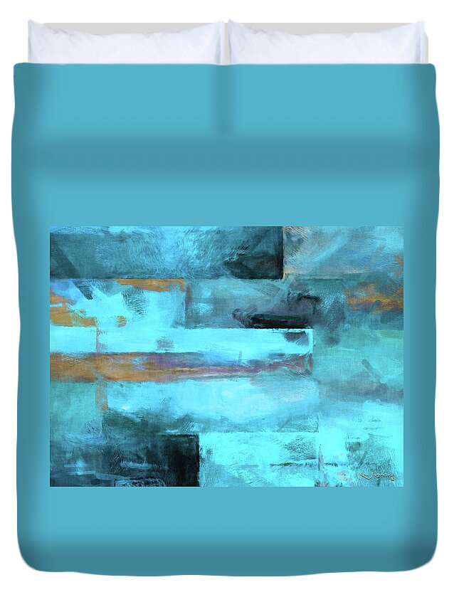 Modern Duvet Cover featuring the mixed media Modern Contemporary 5 by Ken Figurski
