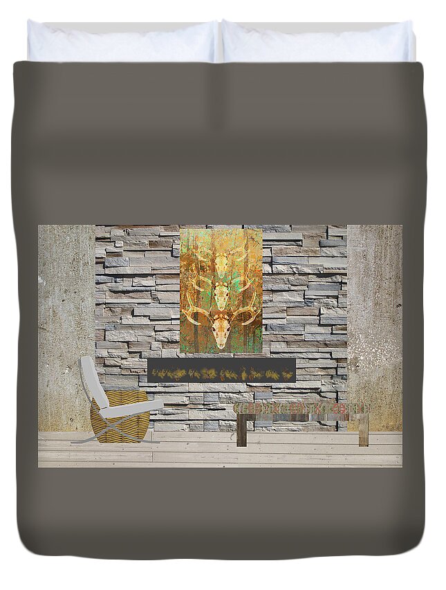 Modern Living Room Duvet Cover featuring the photograph Modern Rustic Living Room Vignette by Suzanne Powers