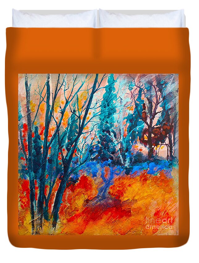 Woods Duvet Cover featuring the painting Modern Woods by Melanie Stanton