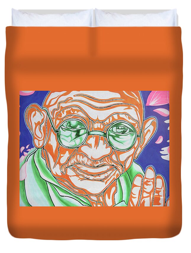 Graffiti Duvet Cover featuring the photograph Mohandas Karamchand Gandhi by Juergen Weiss