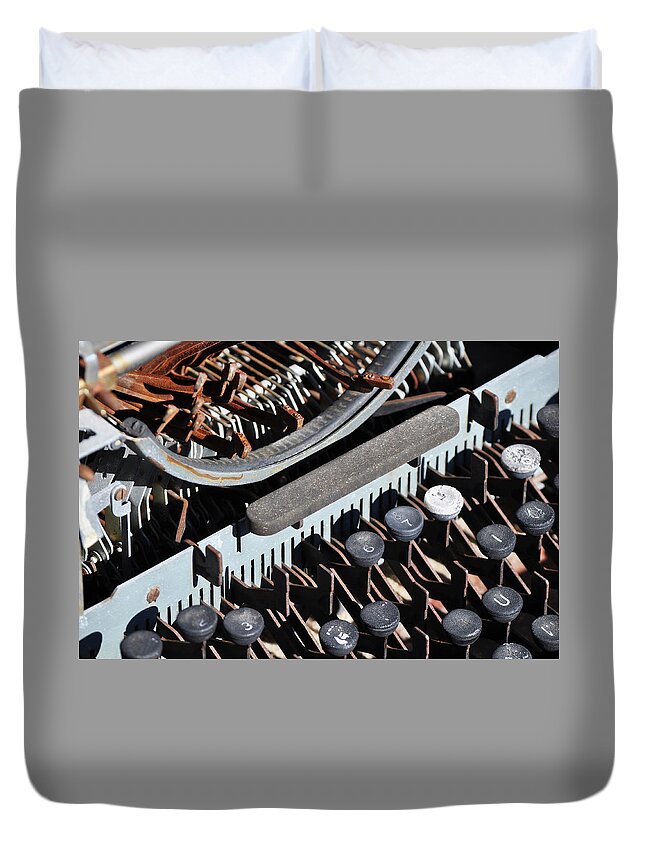 Old Fashioned Typewriter Duvet Cover featuring the photograph Mojave Desert Typewriter by Kyle Hanson