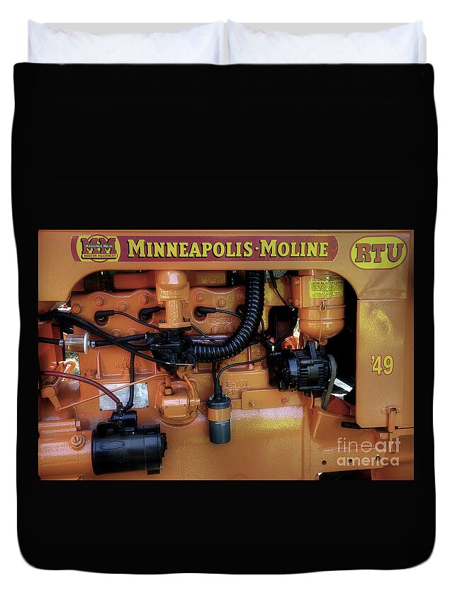 Minneapolis Moline Engine Duvet Cover featuring the photograph Moline Engine by Michael Eingle
