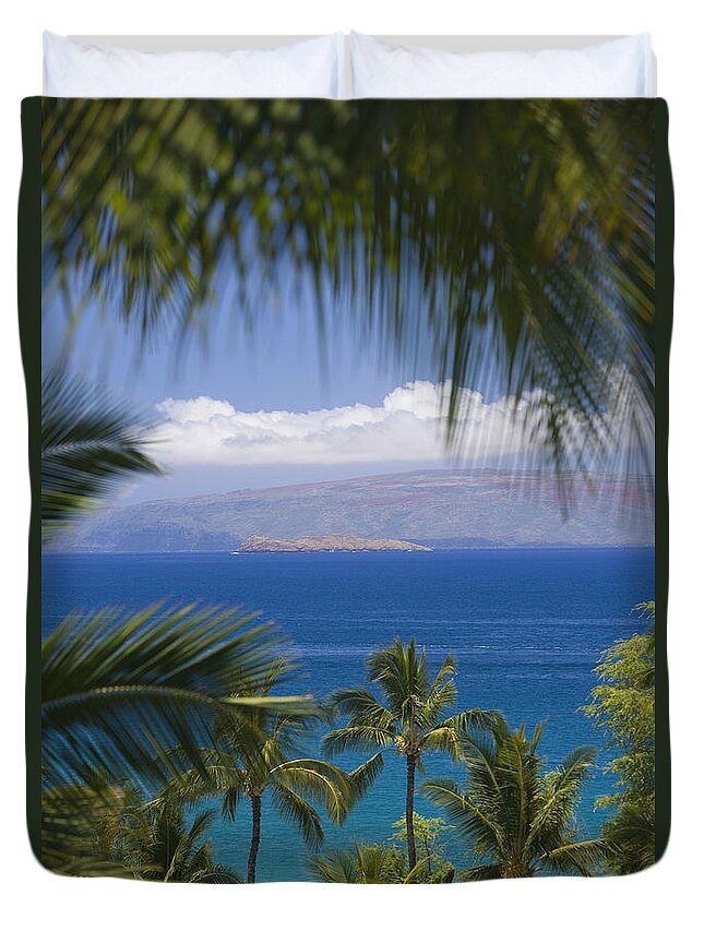 Beautiful Duvet Cover featuring the photograph Molokini and Kahoolawe in distance by Ron Dahlquist - Printscapes