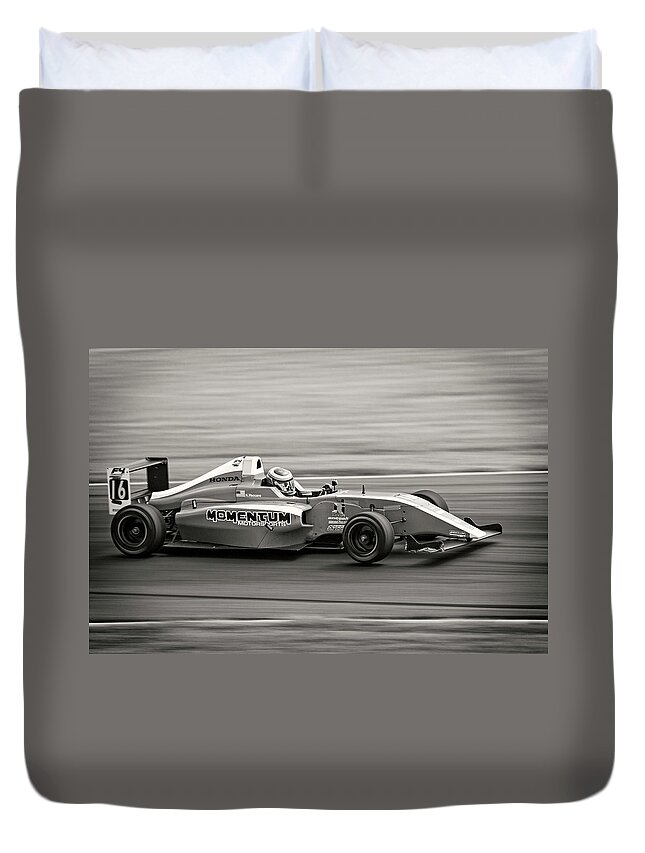 Vaccaro Duvet Cover featuring the photograph Momentum Monochrome by Alan Raasch