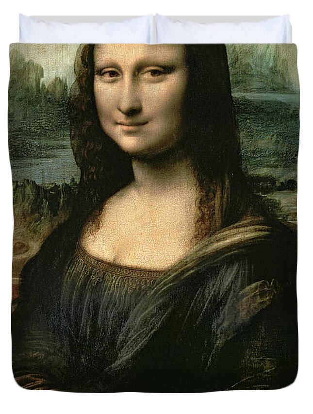 Mona Duvet Cover featuring the painting Mona Lisa by Leonardo da Vinci