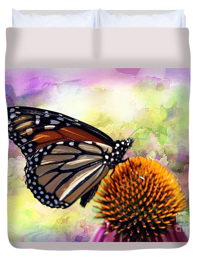 Monarch Duvet Cover featuring the photograph Monarch abstract by Yumi Johnson