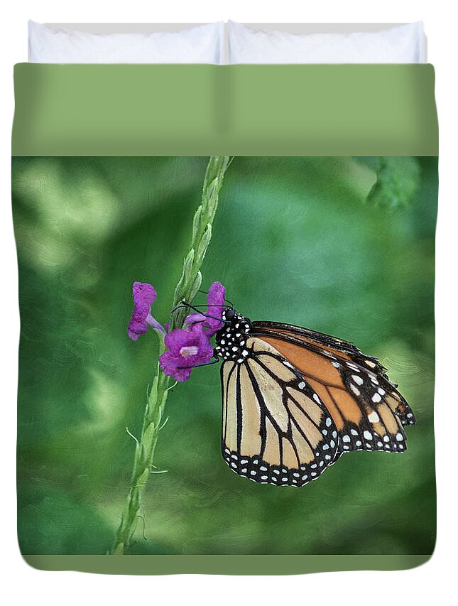 Nature Duvet Cover featuring the photograph Monarch In The Garden by Kim Hojnacki