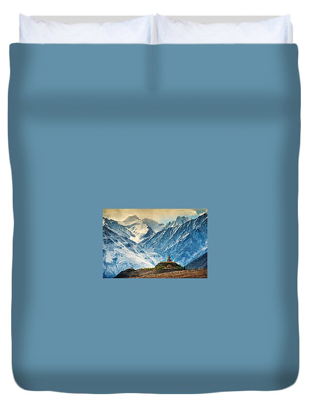 Monastery Duvet Cover featuring the digital art Monastery by Super Lovely
