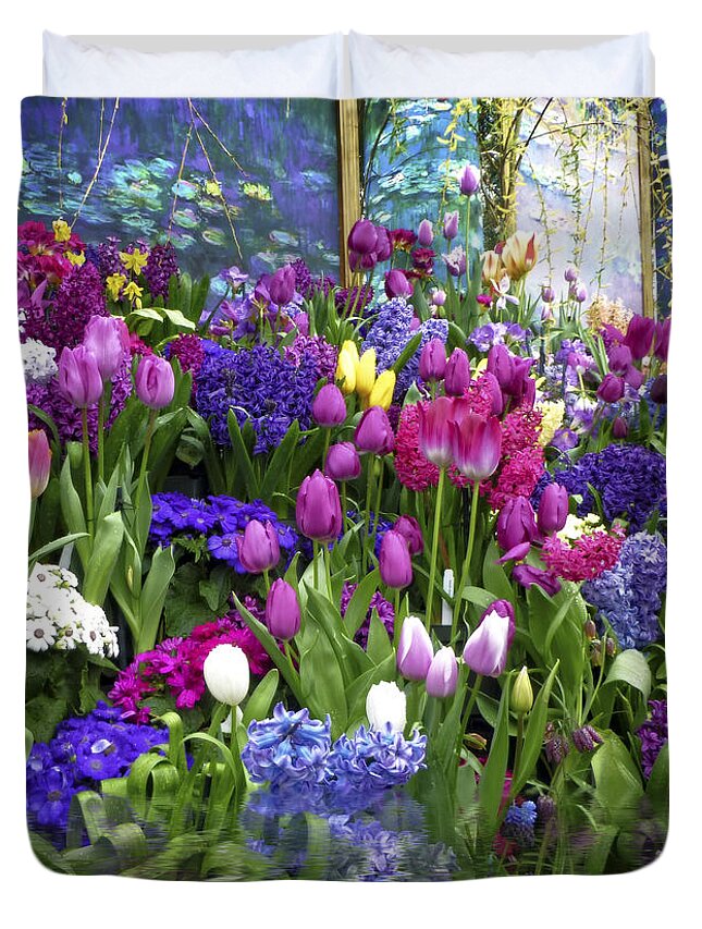 Flower Duvet Cover featuring the photograph Monet Garden Inspiration1 by Dee Flouton