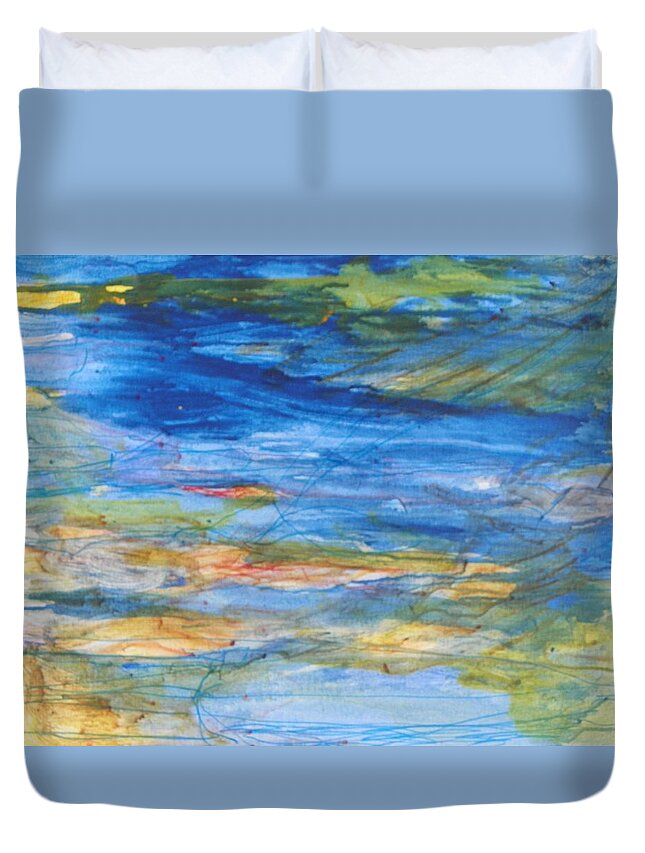 Expressive Duvet Cover featuring the painting Monet's Pond by Judith Redman